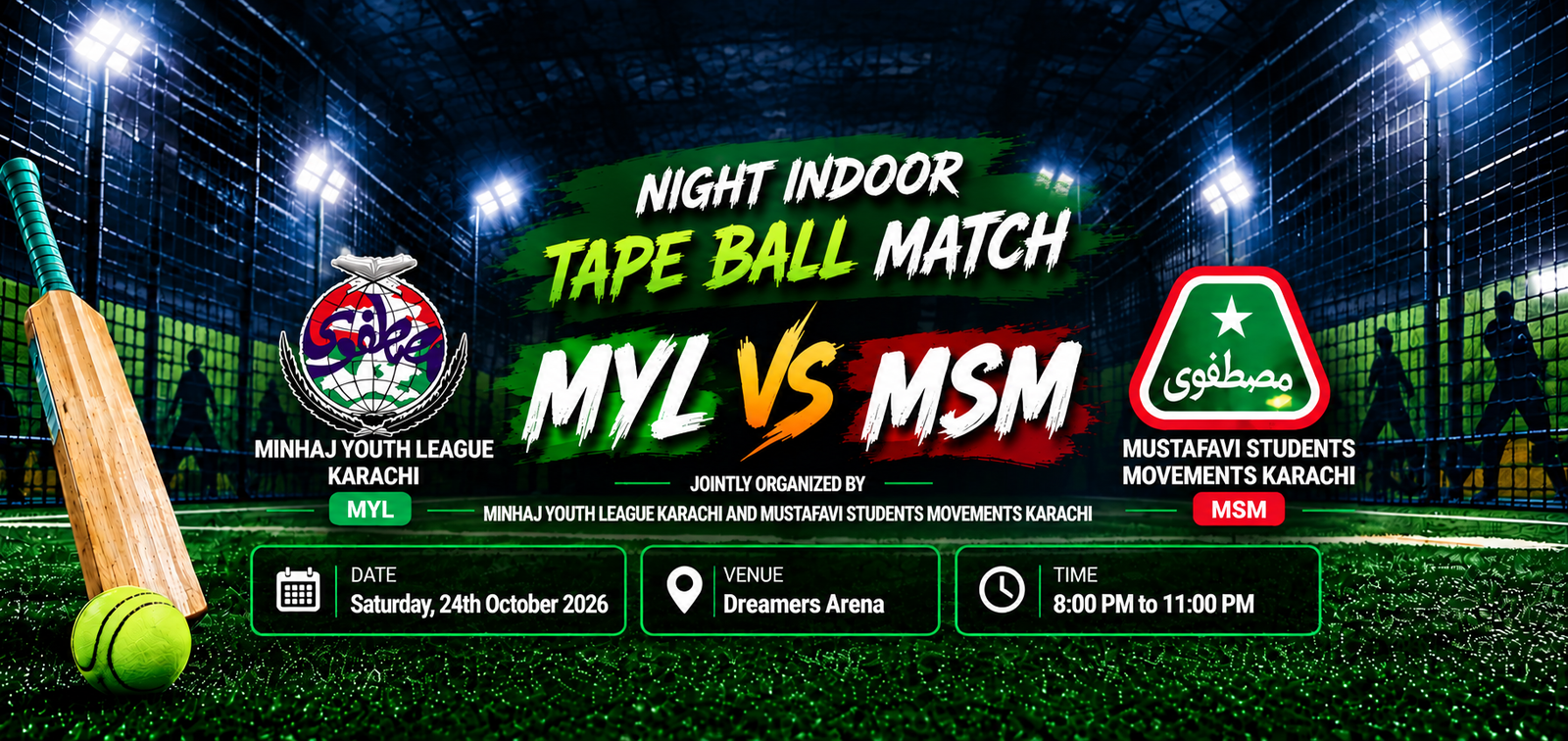 MYL vs MSM Night Indoor Tape Ball Match